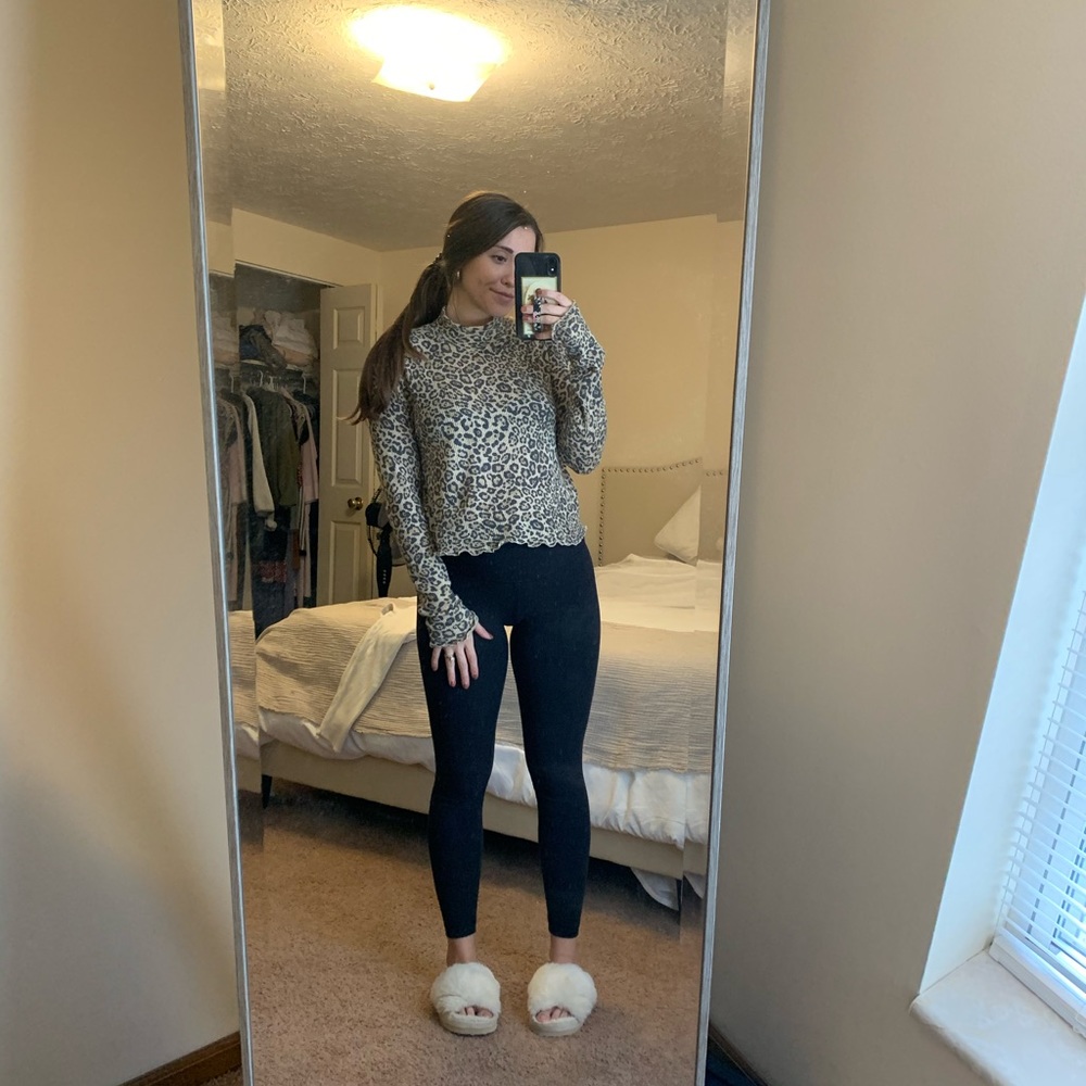 Cheetah Cropped Urban Outfitters Mock Neck Sweater